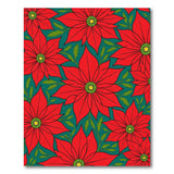 Vibrant Red Poinsettia Teal Pattern Area Rug