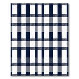 Navy and White Plaid Check Area Rug