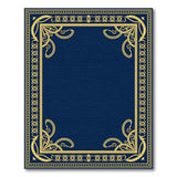 Navy Blue Ornate Gold Border Area Rug