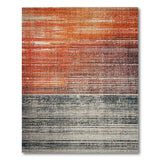 Burnt Orange to Grey Striped Distressed Area Rug