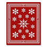 Red Festive Red Snowflake Area Rug with Ornate Border