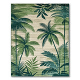 Coastal Beach Green Green Palm Frond Coastal Area Rug