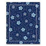 Navy Blue Floral Area Rug with Light Blue Blooms