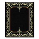 Gold and Silver Ornate Gold Border Black Area Rug