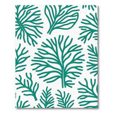 Teal Coral Fern Outline Area Rug