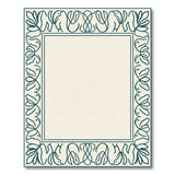 Ornate Teal Leaf Border Cream Area Rug
