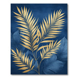 Gold Palm Fronds Navy Blue Area Rug