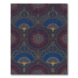 Blue Gold Fan Medallion Area Rug