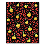 Vibrant Pumpkin Red Leaf Fruit Pattern Rug