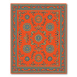 Vibrant Orange Teal Persian Medallion Rug