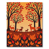 Red Autumn Deer Family Woodland Rug