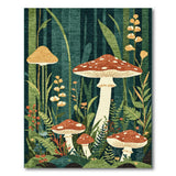 Green Whimsical Mushroom Forest Area Rug