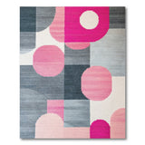 Pink Circles Geometric Modern Area Rug