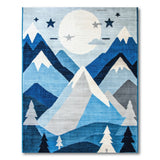 Starry Moonlit Mountains Blue Kids Area Rug