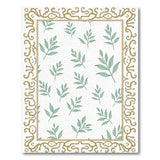 Ornate Gold Framed Green Leaf Area Rug