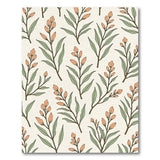 Peach Buds and Green Leaves Cream Area Rug