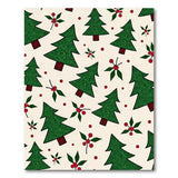 Festive Green Christmas Trees Holly Berries Area Rug