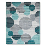Teal Grey Abstract Circles Modern Area Rug