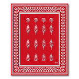 Red Feather Motif Tribal Area Rug