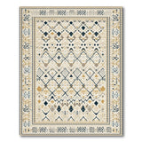 Beige Navy Diamond Geometric Area Rug