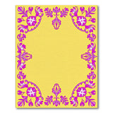 Vintage Pink Floral Border Yellow Area Rug