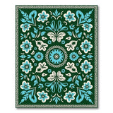 Emerald Green Teal Floral Persian Rug