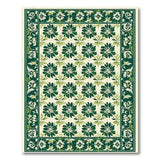 Emerald Green Floral Tile Vintage Area Rug
