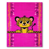 Playful Pink Leopard Peekaboo Kids Cartoon Rug