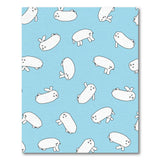 Playful White Cartoon Blobs Blue Area Rug
