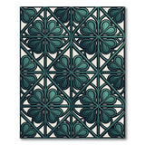 Teal Green Geometric Leaf Lattice Rug