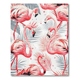 Pink Flamingo Palm Leaf Coastal Rug