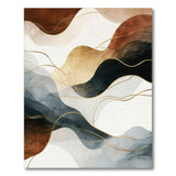 Brown Gold Abstract Waves Area Rug