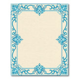 Ornate Blue Teal Floral Border Area Rug