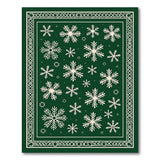 Green Snowflake Area Rug with Ornate Border