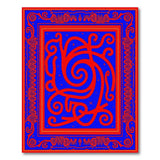 Red Swirling Tribal Patterns Blue Area Rug