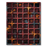 Distressed Rusty Metal Grid Area Rug