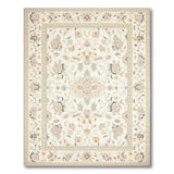 Beige and Neutral Ivory Persian Floral Medallion Rug