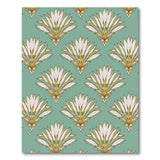 Teal Persian Palm Frond Area Rug with Gold Accents