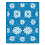 Blue White Snowflake Floral Area Rug