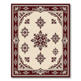 Ornate Ivory and Maroon Traditional Persian Rug