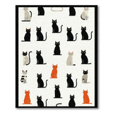 Whimsical Black Cat Ginger Pattern Area Rug