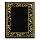 Traditional Persian Gold and Silver Ornate Gold Floral Border Black Area Rug