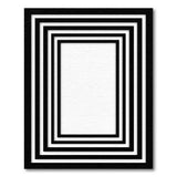 Black White Layered Frame Geometric Area Rug
