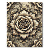Vintage Engraved Rose Floral Area Rug