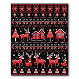Red Festive Red Reindeer Christmas Area Rug