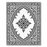 Traditional Persian Black White Ornate Persian Medallion Rug
