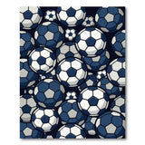 Navy Soccer Balls Cluster Area Rug
