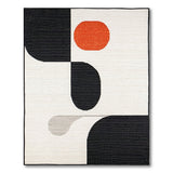 Abstract Geometric Area Rug Black White Orange