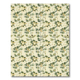 Cream Gardenia Floral Area Rug with Green Leaves