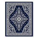 Blue and Teal Navy Blue Traditional Persian Mandala Rug